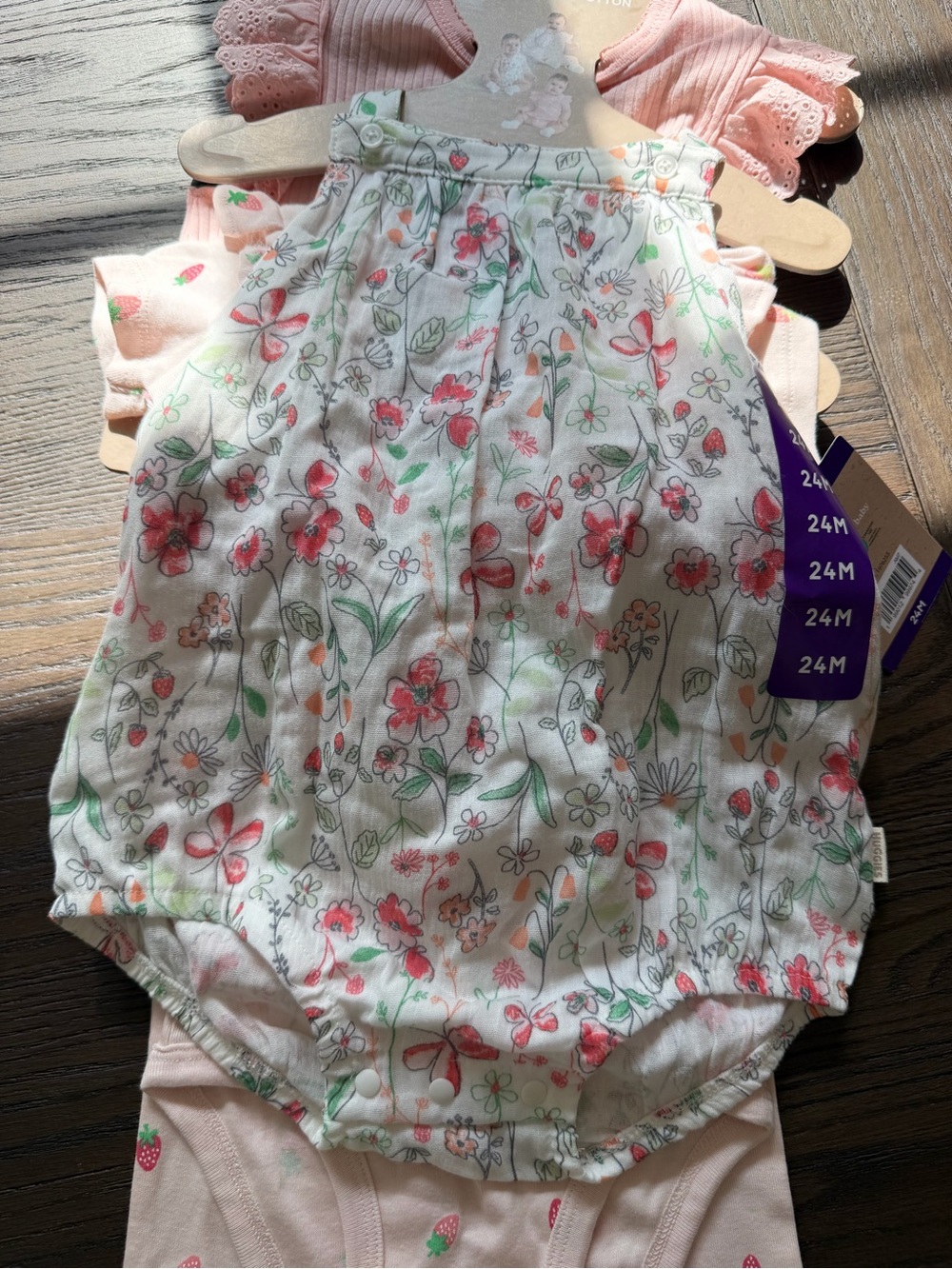 Pink Floral Baby Romper Set - 24M